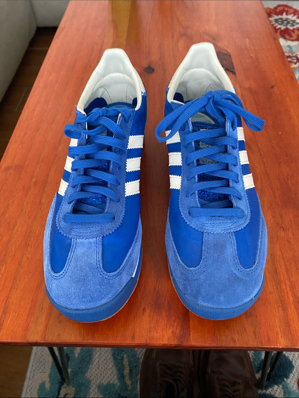 adidas Royal Blue Suede & Nylon Sneakers with White Stripes
